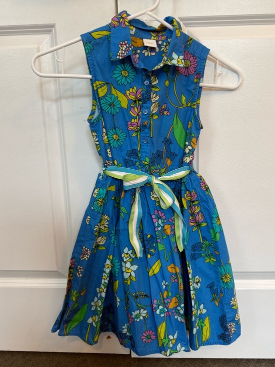 next Other - next Bright Blue Floral Button-Front Dress with Tie Belt